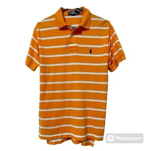 Polo by Ralph Lauren Medium Men’s Striped Orange & White Short Sleeve Shirt